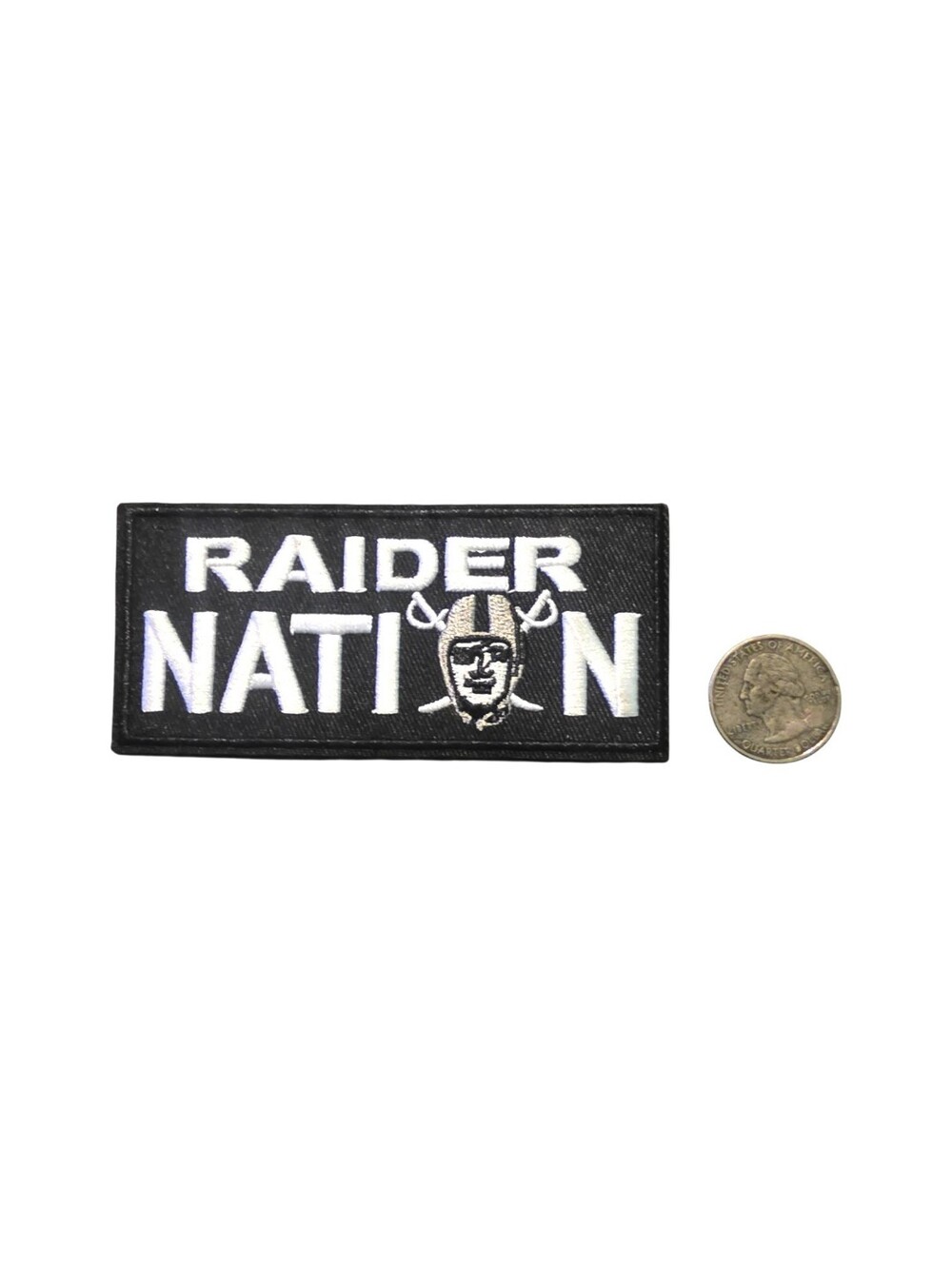 Las Vagas Raiders " RAIDER NATION" Embroidered Iron On Patch 2" x 4"